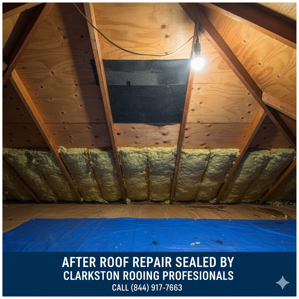After roof repair sealed by Clarkston Roofing Professionals. Call (844) 917-ROOF.