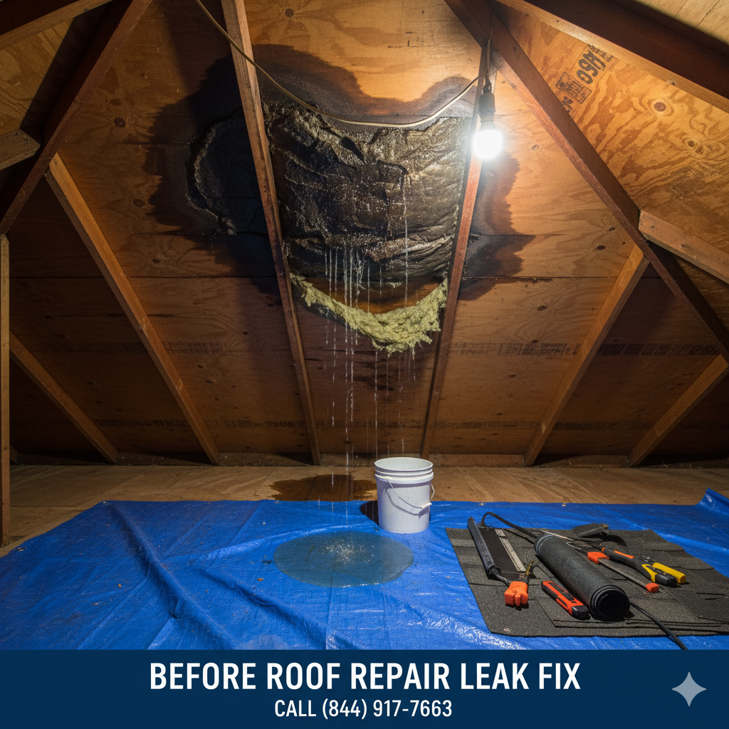 Before roof repair leak fix in Michigan. Call (844) 917-ROOF.
