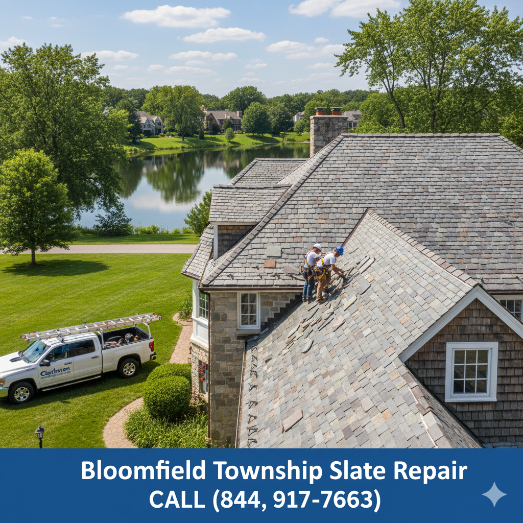 Bloomfield Township slate repair near Quarton Lake by Clarkston Roofing Professionals. Call (844) 917-ROOF.