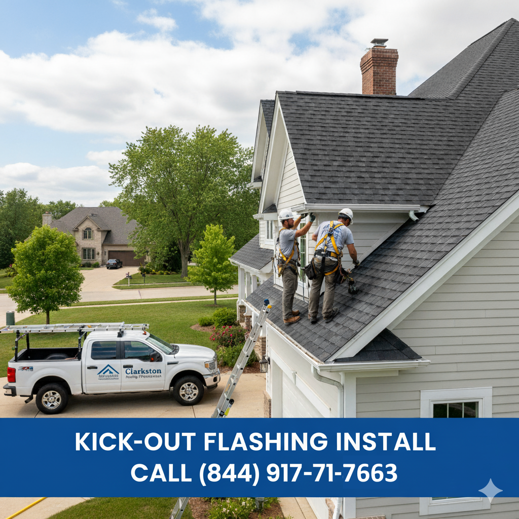 Kick-out flashing install off Hall Road (M-59), Macomb Township, MI. Call (844) 917-ROOF.